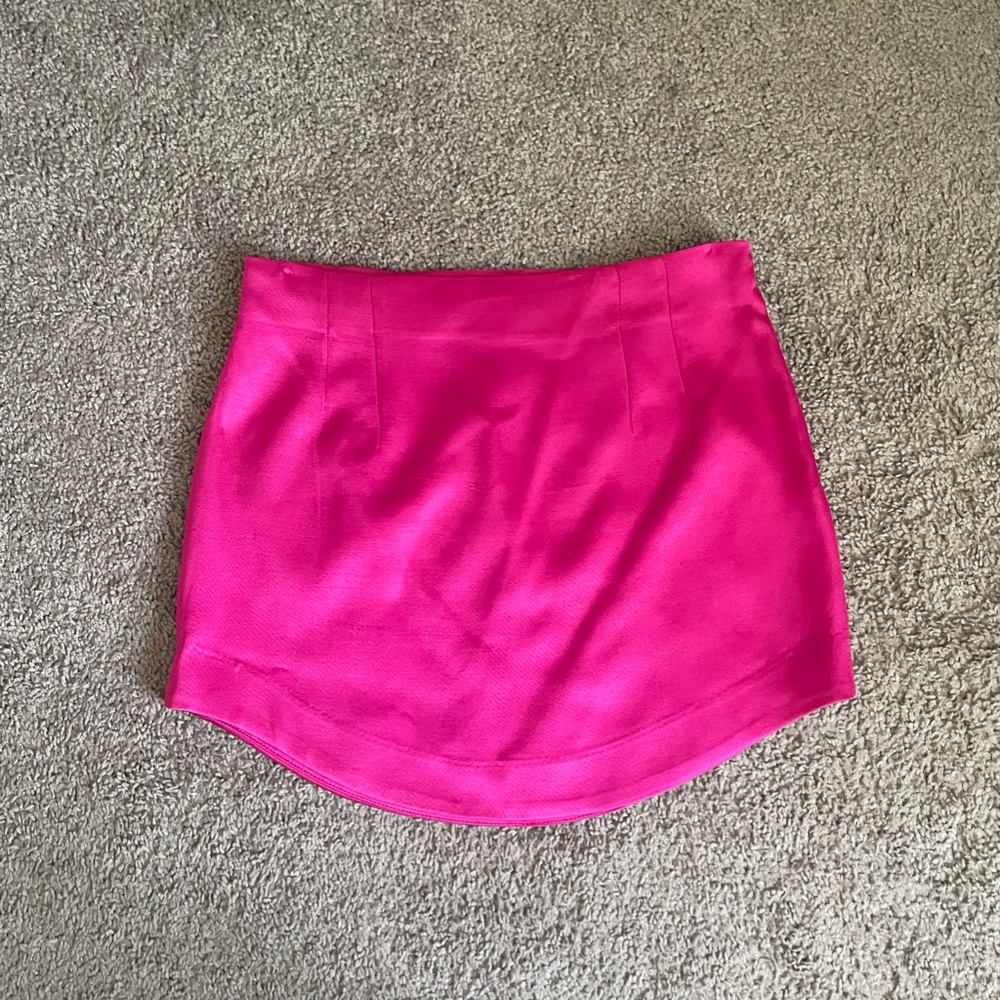 Lulu's Fuchsia Satin Mini Skirt